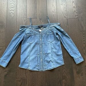 NWT Express Denim Chambray Off Shoulder Top